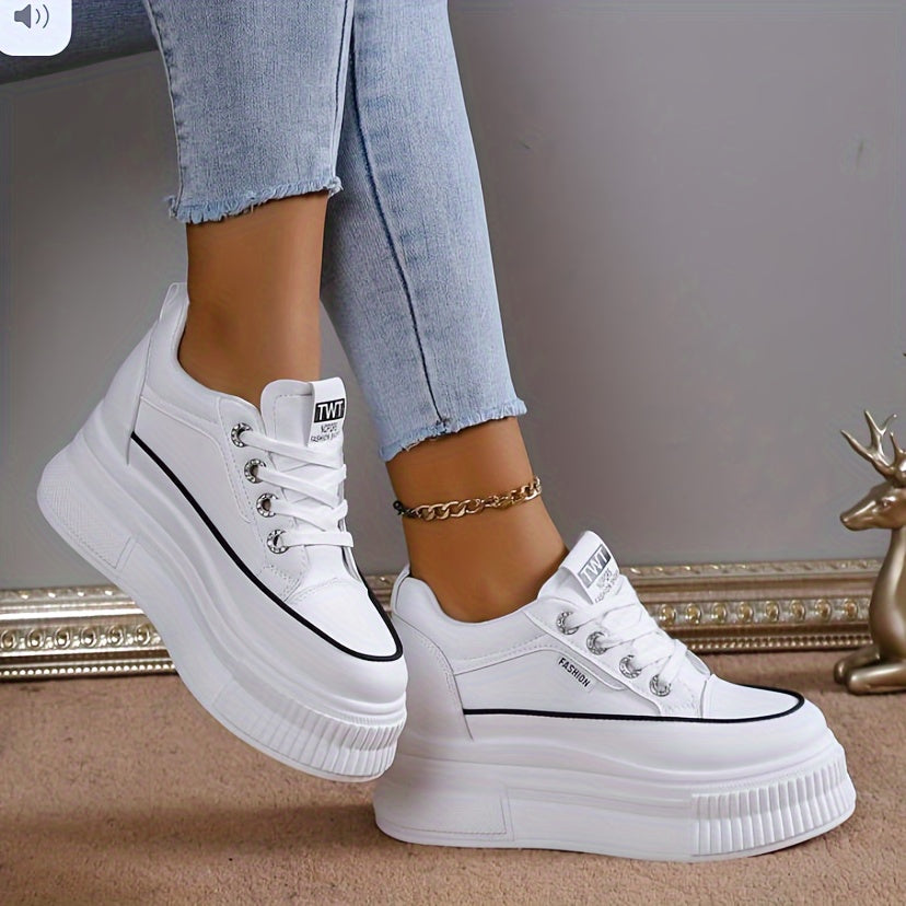 Thick-soled High-heeled White Shoes for Women with Comfortable Surface