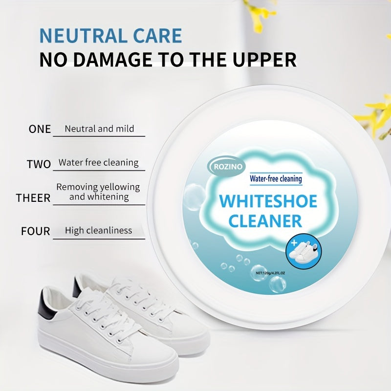1pc Multi-Functional White Shoes Cleaning Cream Kit - Effective Decontamination, Whitening, Stain Removal, and Maintenance - Special Cleaning Solution for Sports Shoes, Easy to Use, Disposable Brush