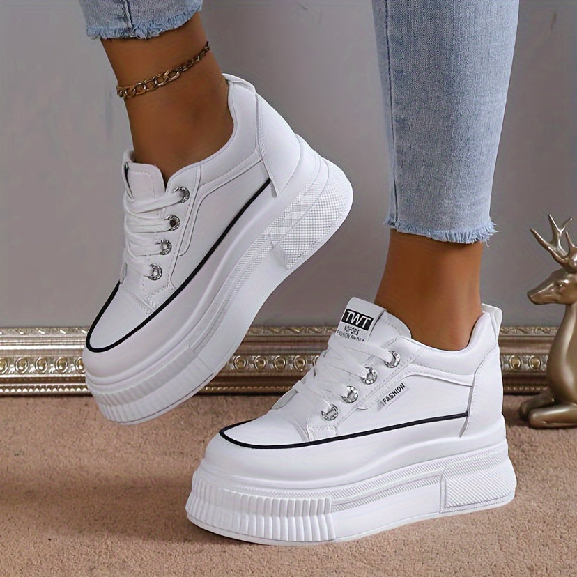 Thick-soled High-heeled White Shoes for Women with Comfortable Surface