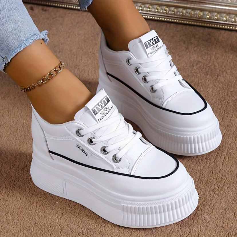 Thick-soled High-heeled White Shoes for Women with Comfortable Surface