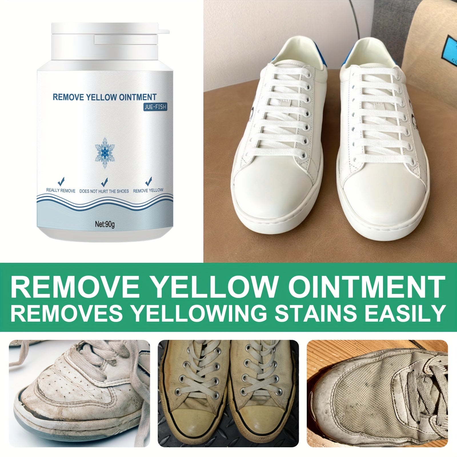 [Customer Favorite] No-Rinse Shoe Cleaner Gel - Removes Stains & Yellowing, Safe for Canvas, Sports & White Shoes, Portable & Easy to Use