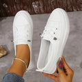 Women's Casual Sneakers, Comfortable Low Top Slip-On White Shoes, Versatile Skate Shoes For Everyday Outings