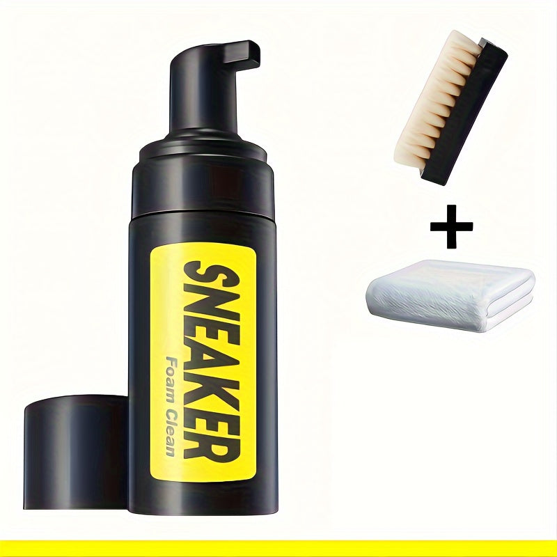 3-Piece Ultimate Sports Shoe Cleaning Kit - Effective Foam Cleaner Set for White Shoes, Removes Tough Stains, Dirt, and Grime, Gentle on Surfaces, Easy to Use, and Portable