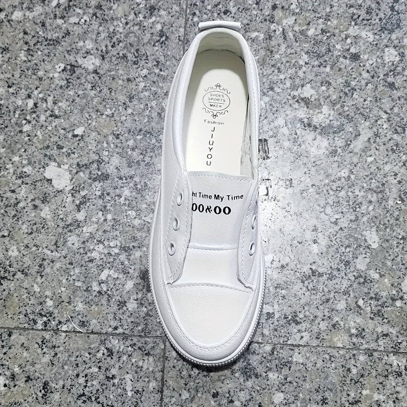 Women's Casual Sneakers, Comfortable Low Top Slip-On White Shoes, Versatile Skate Shoes For Everyday Outings