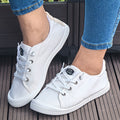 Women's White Fashion Canvas Shoes, Flat Comfortable Breathable Light Round-headed Casual Lace Women's Shoes Small White Shoes