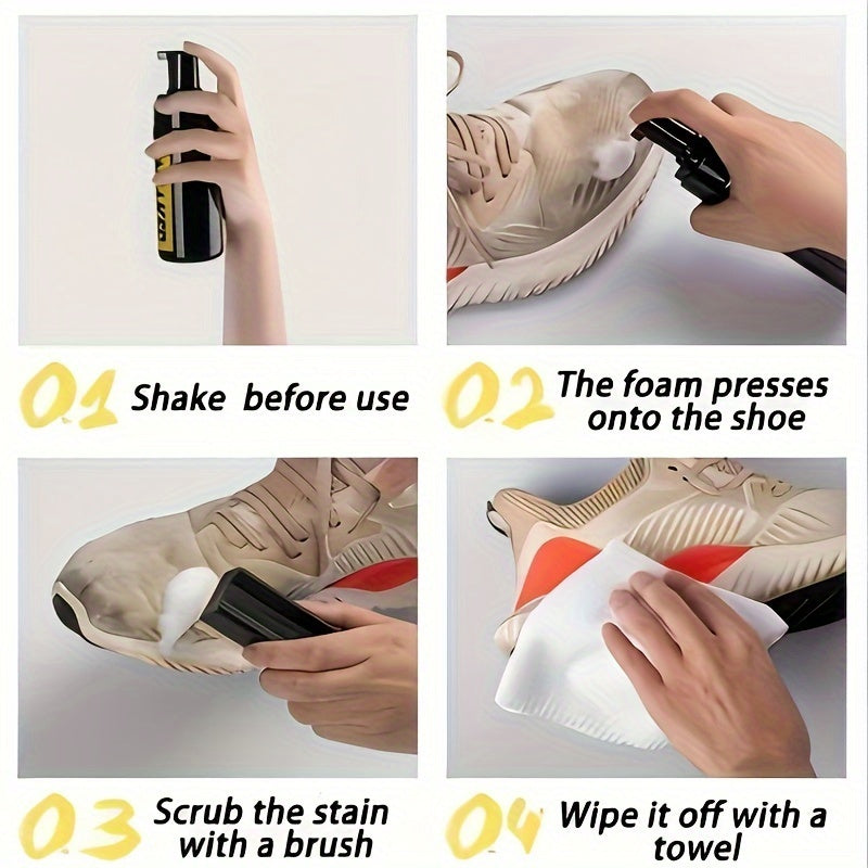 3-Piece Ultimate Sports Shoe Cleaning Kit - Effective Foam Cleaner Set for White Shoes, Removes Tough Stains, Dirt, and Grime, Gentle on Surfaces, Easy to Use, and Portable